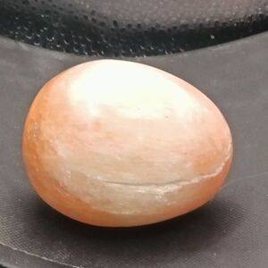 Orange White Polished Stone Egg Paperweight 2.5" Carved Onyx